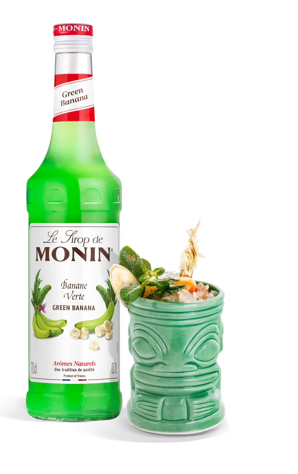 Monin sirup Banán zelený 0,7 l – láhev s připraveným nápojem