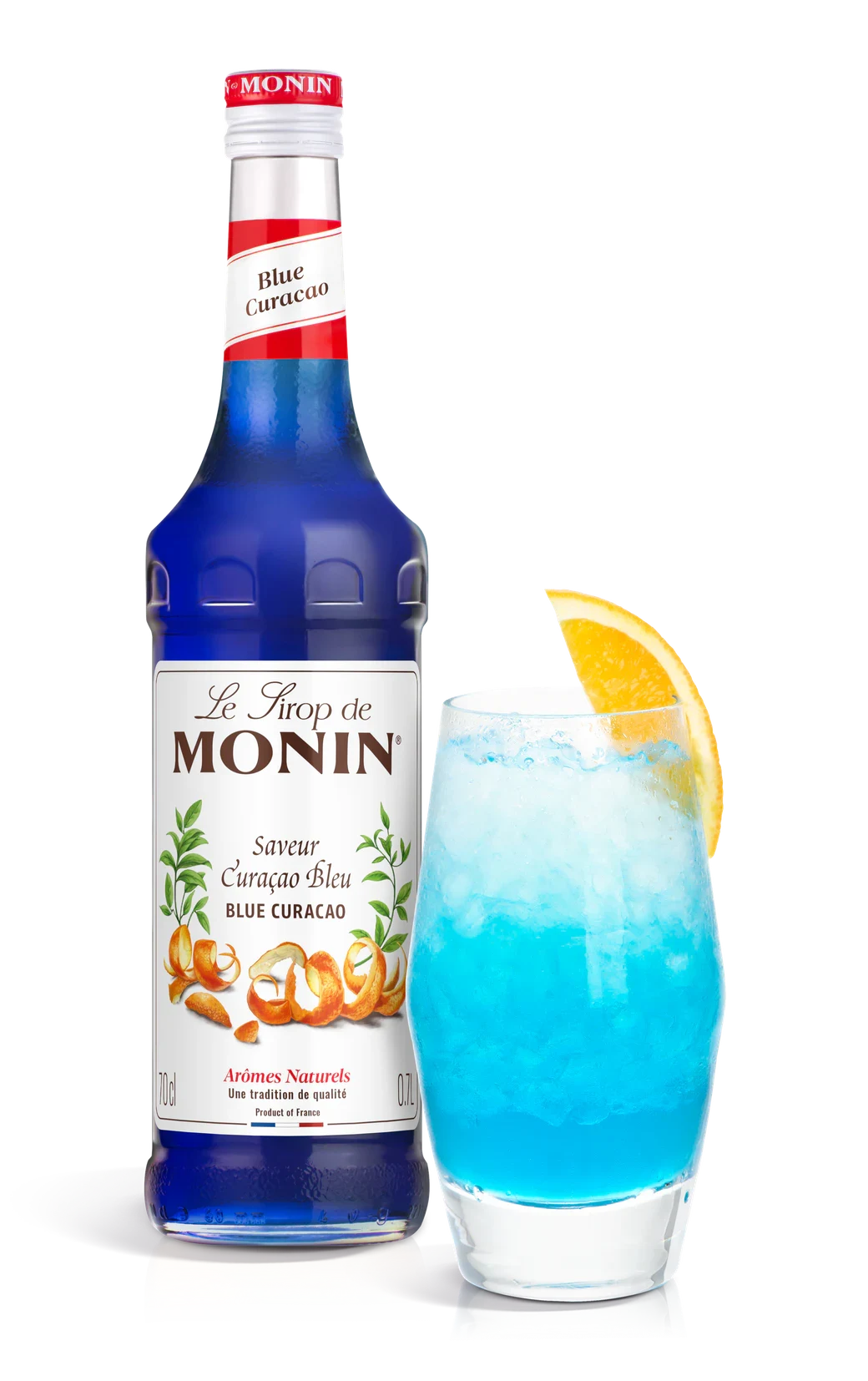 Monin sirup Blue Curacao 0,7 l – láhev s připraveným nápojem