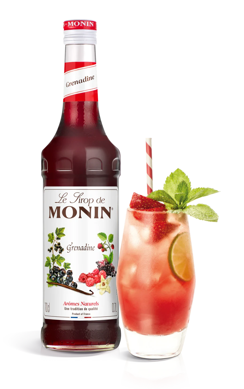 Monin sirup Grenadina 0,7 l – láhev s připraveným nápojem