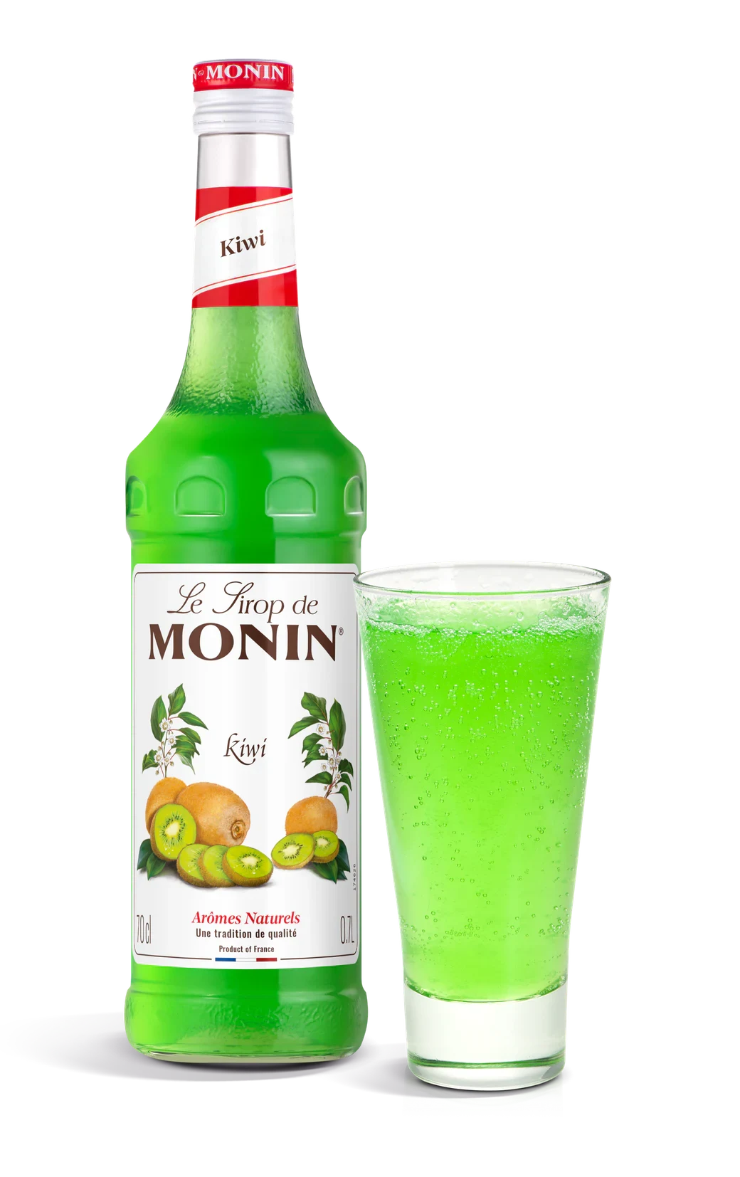 Monin sirup Kiwi 0,7 l – láhev s připraveným nápojem