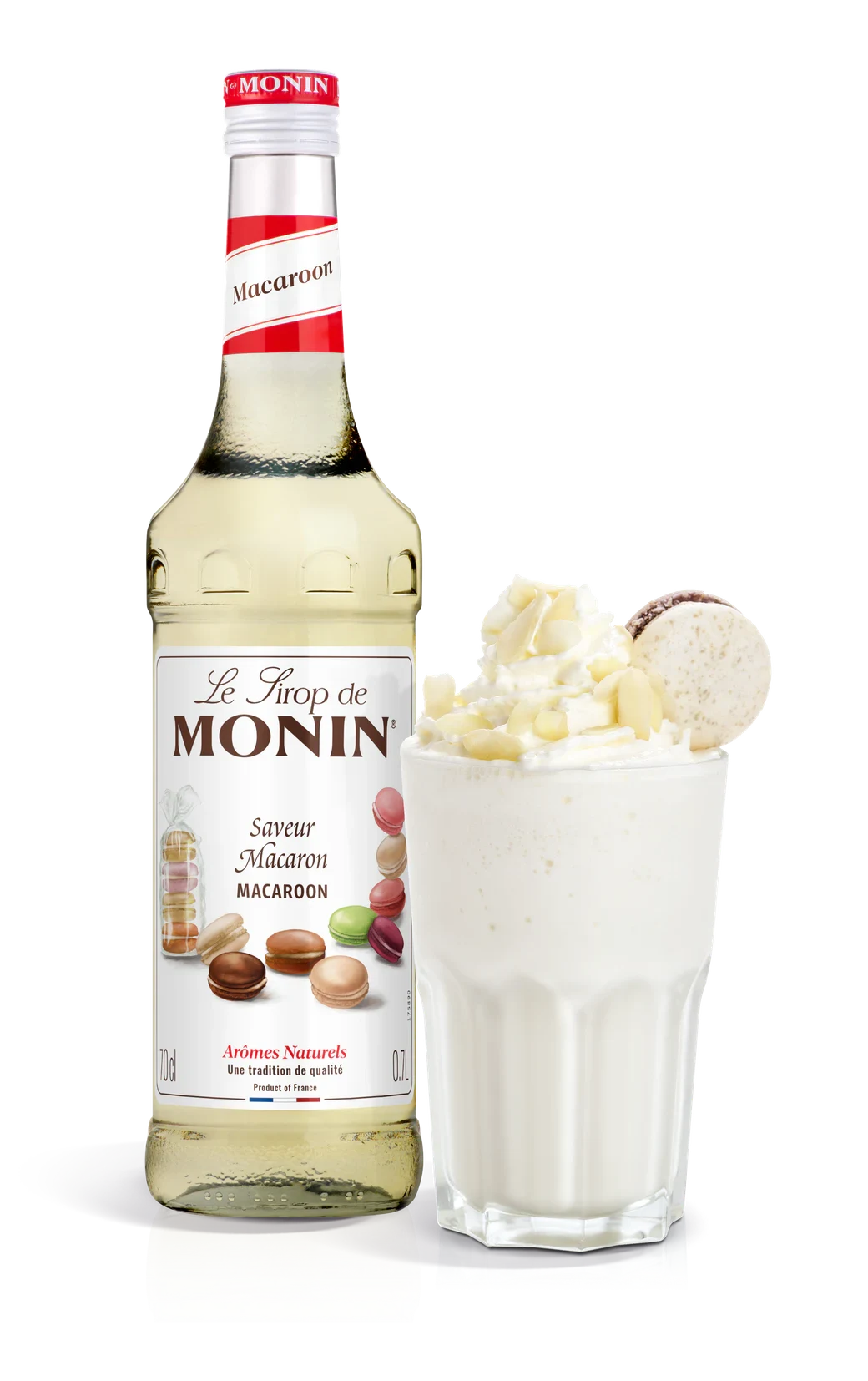 Monin sirup Makronka 0,7 l – láhev s připraveným nápojem