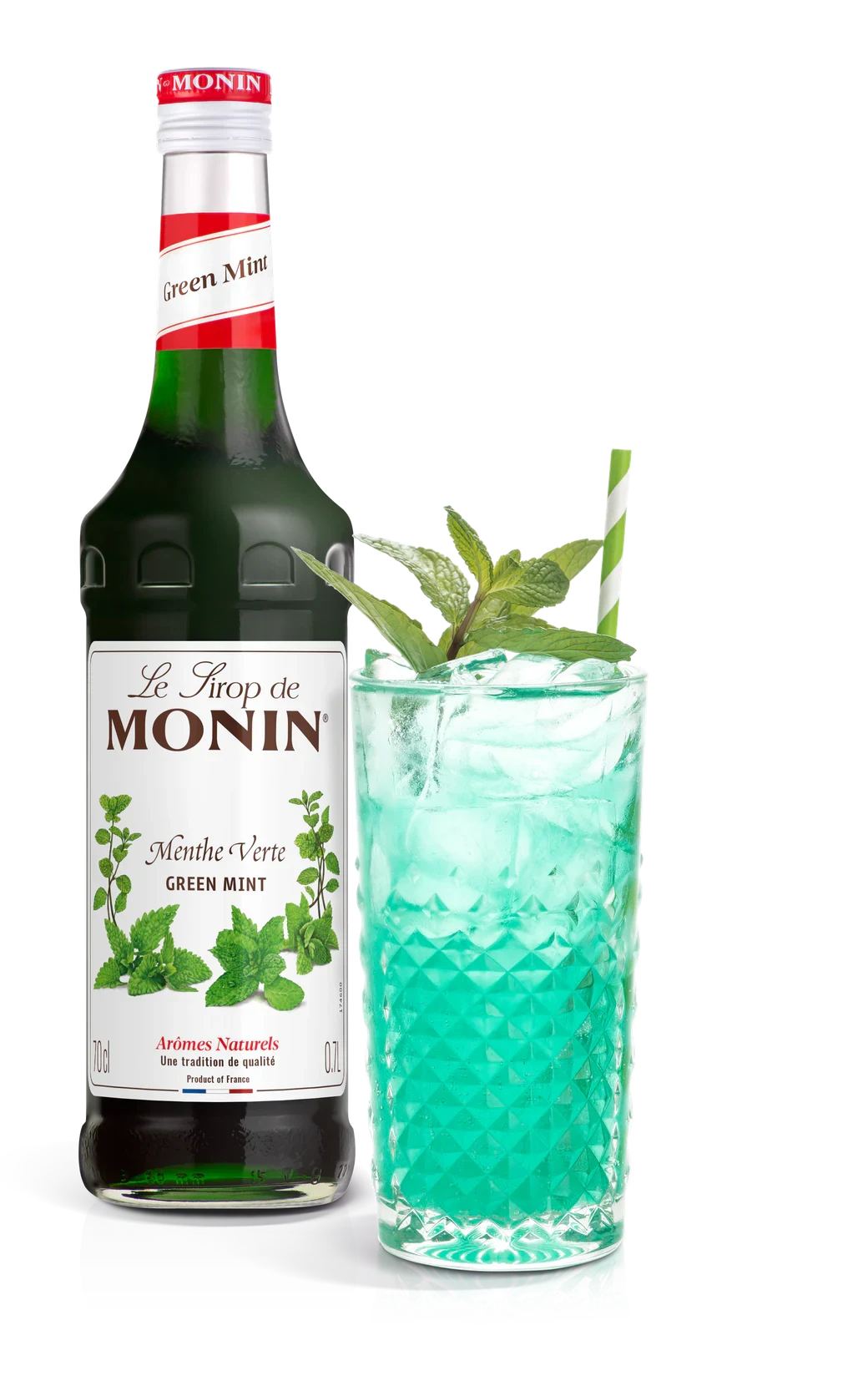 Monin sirup Máta zelená 0,7 l – láhev s připraveným nápojem