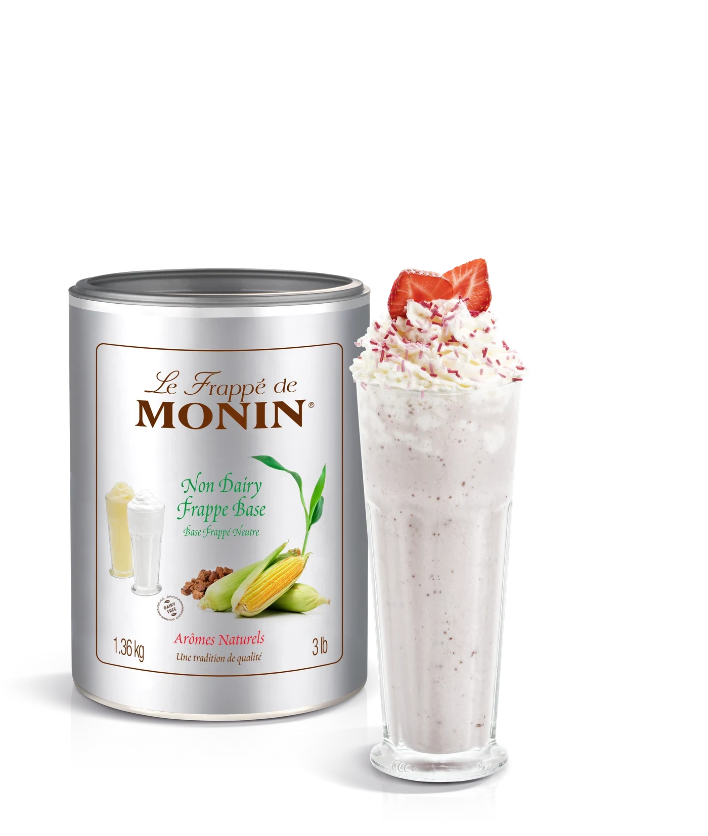Monin frappe Non Dairy 1,36 kg – produkt s připraveným nápojem