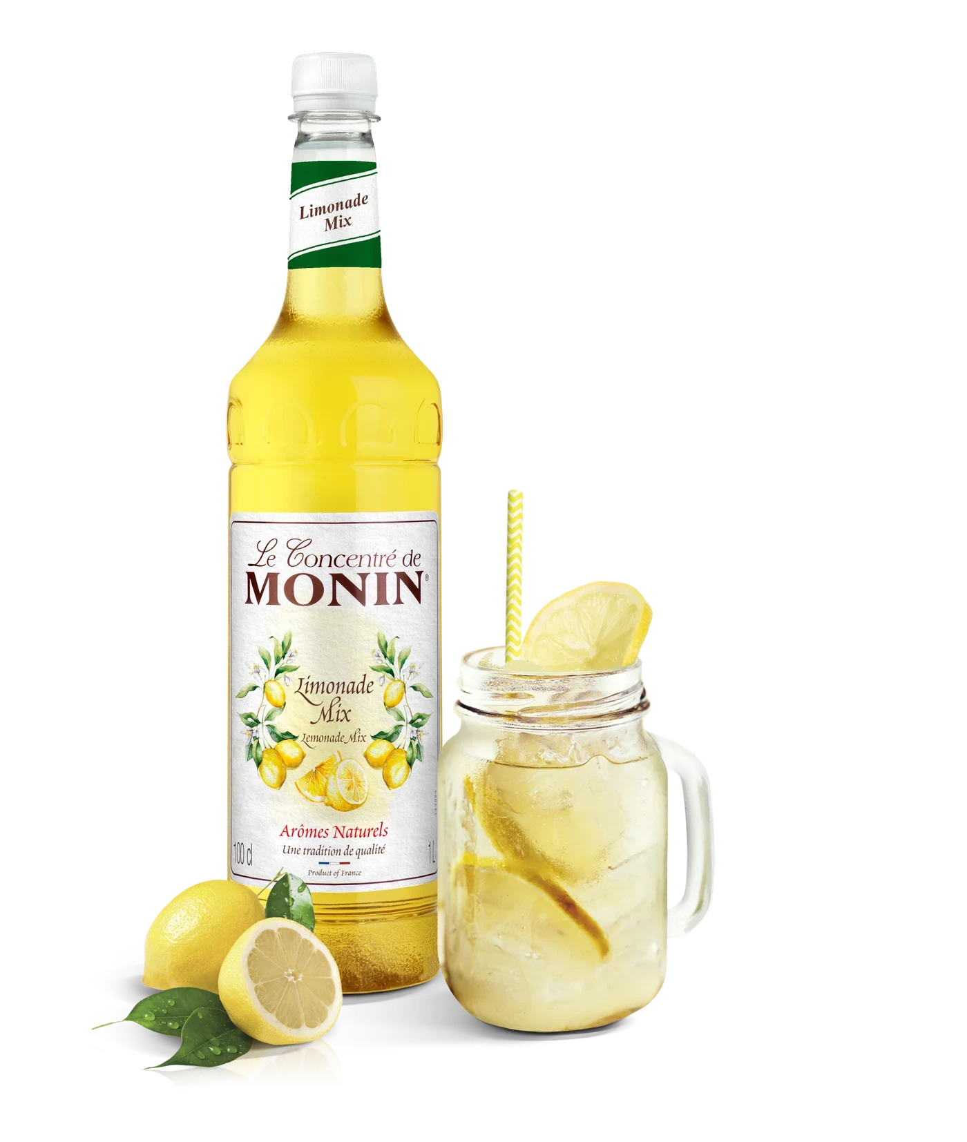 Monin Lemonade Mix PET 1 l – produkt s připraveným nápojem