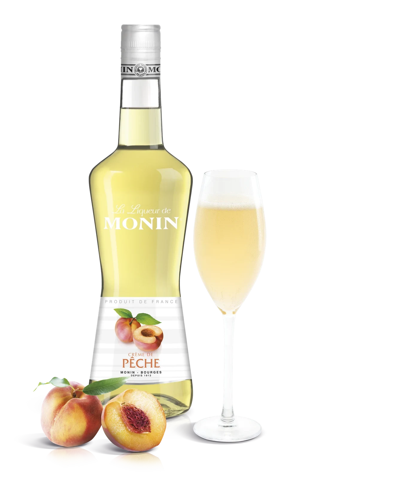 Monin likér Broskev 16% – produkt s připraveným nápojem