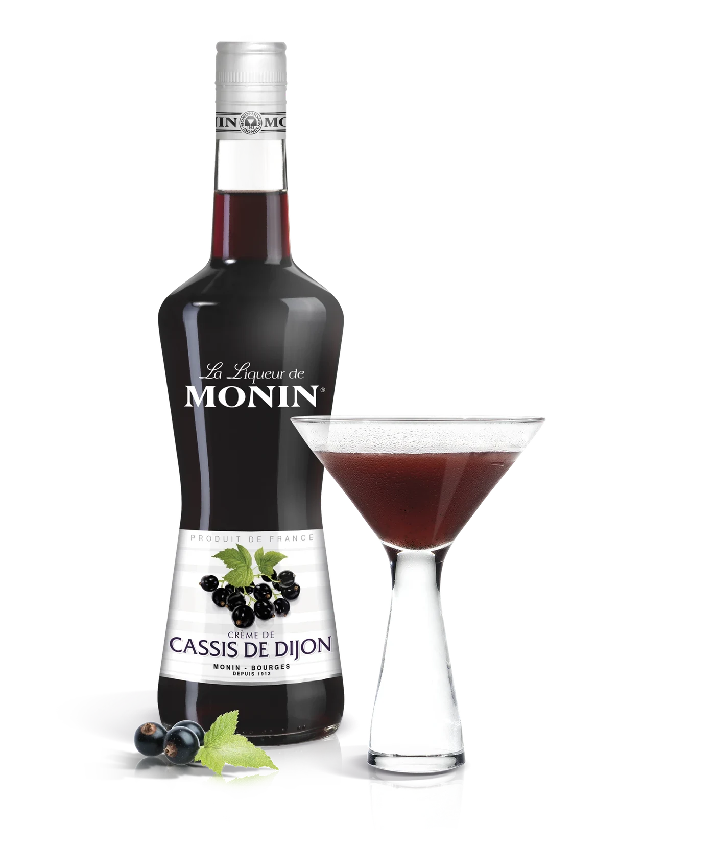 Monin likér Cassis de Dijon 16% – produkt s připraveným nápojem