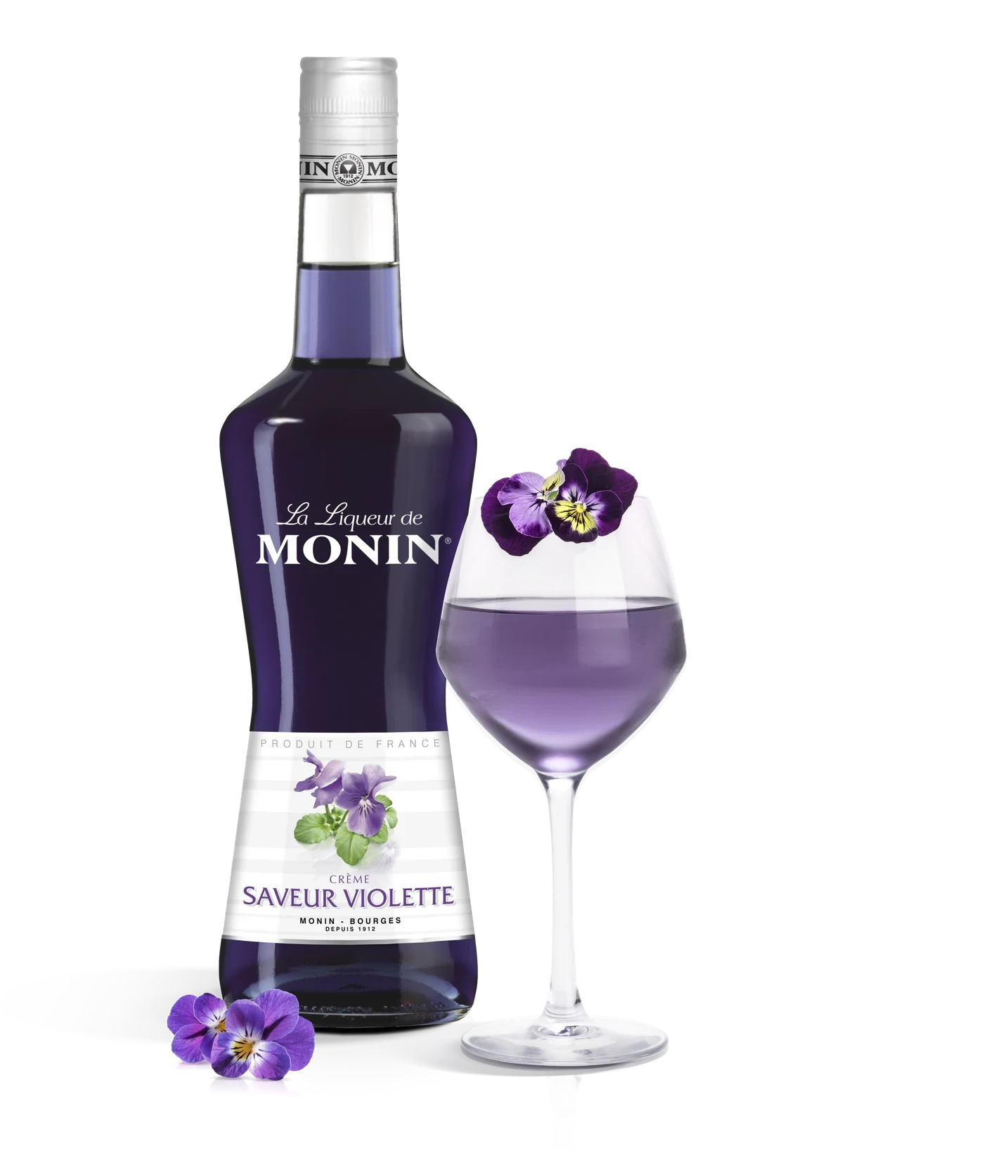 Monin likér Fialka 16% – produkt s připraveným nápojem