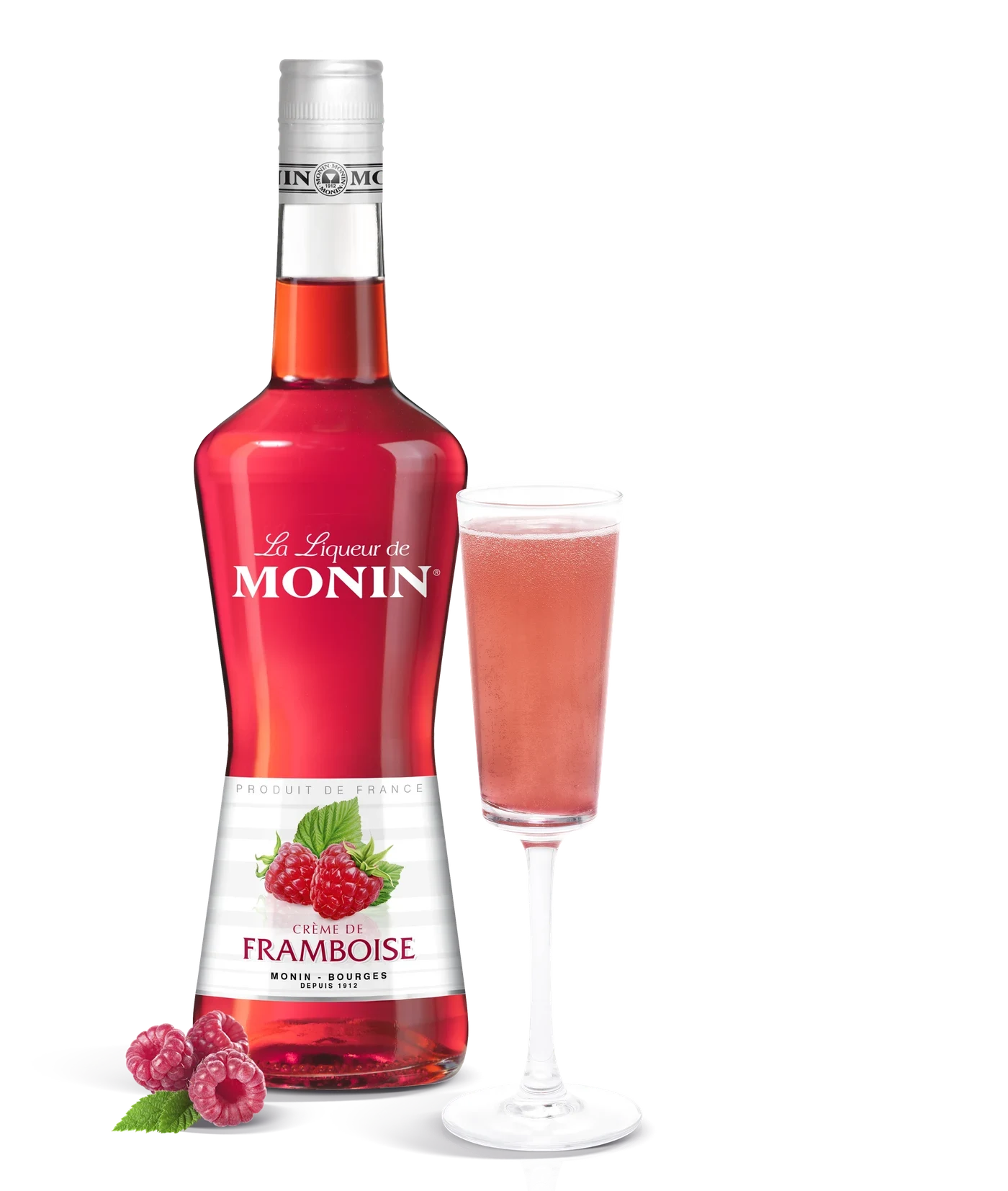 Monin likér Malina 18% – produkt s připraveným nápojem