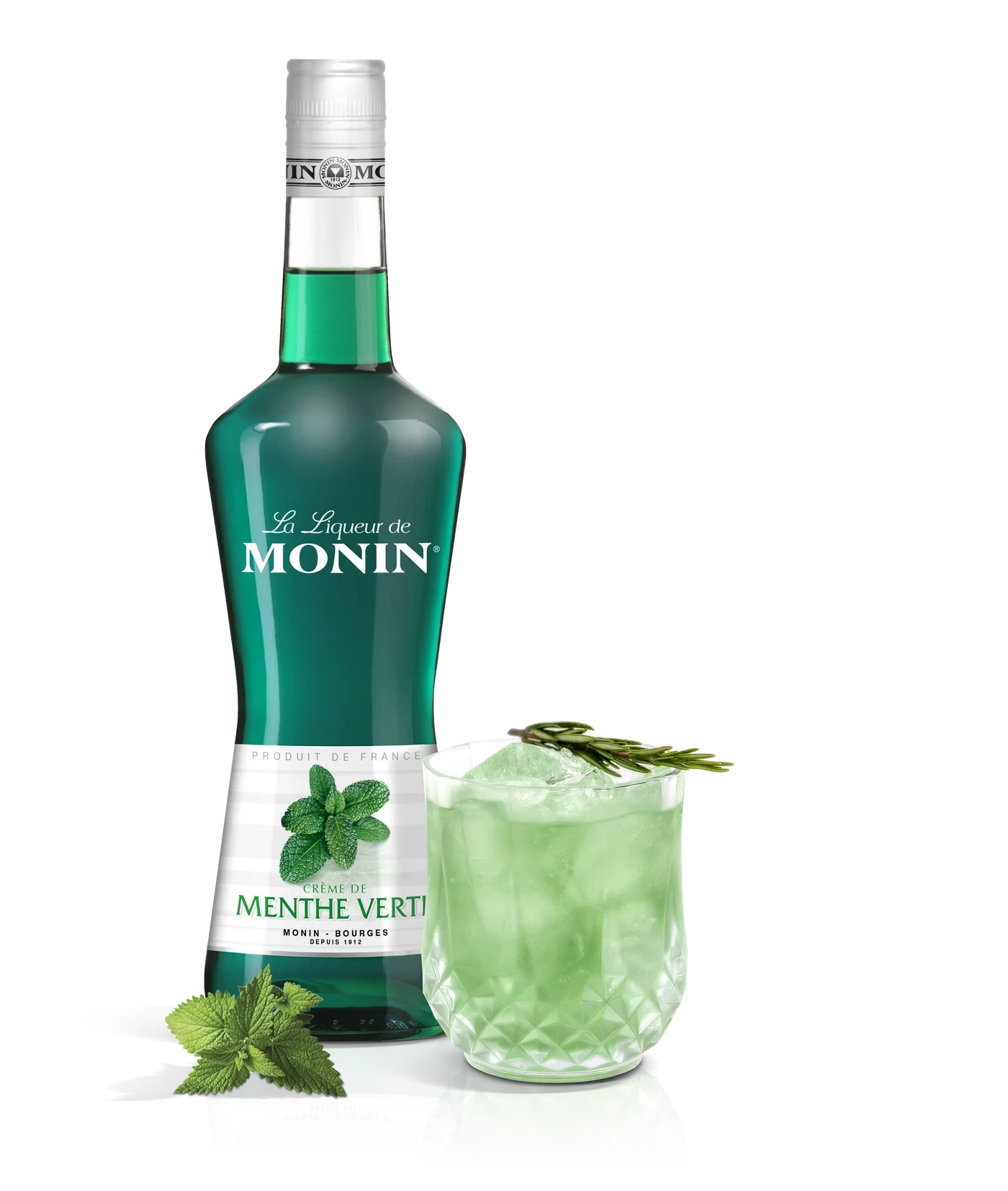 Monin likér Máta zelená 20% – produkt s připraveným nápojem