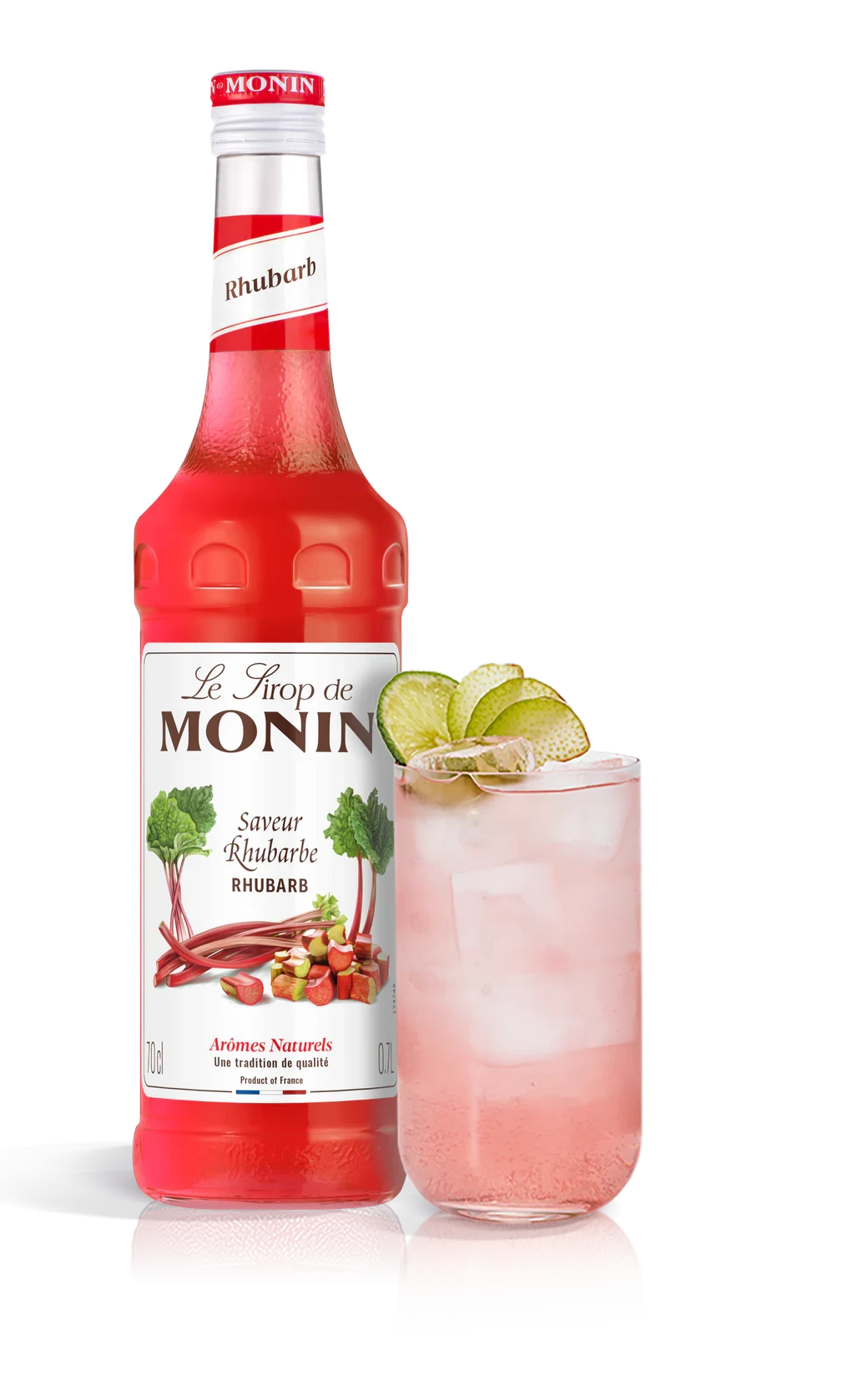 Monin sirup Rebarbora 0,7 l – láhev s připraveným nápojem