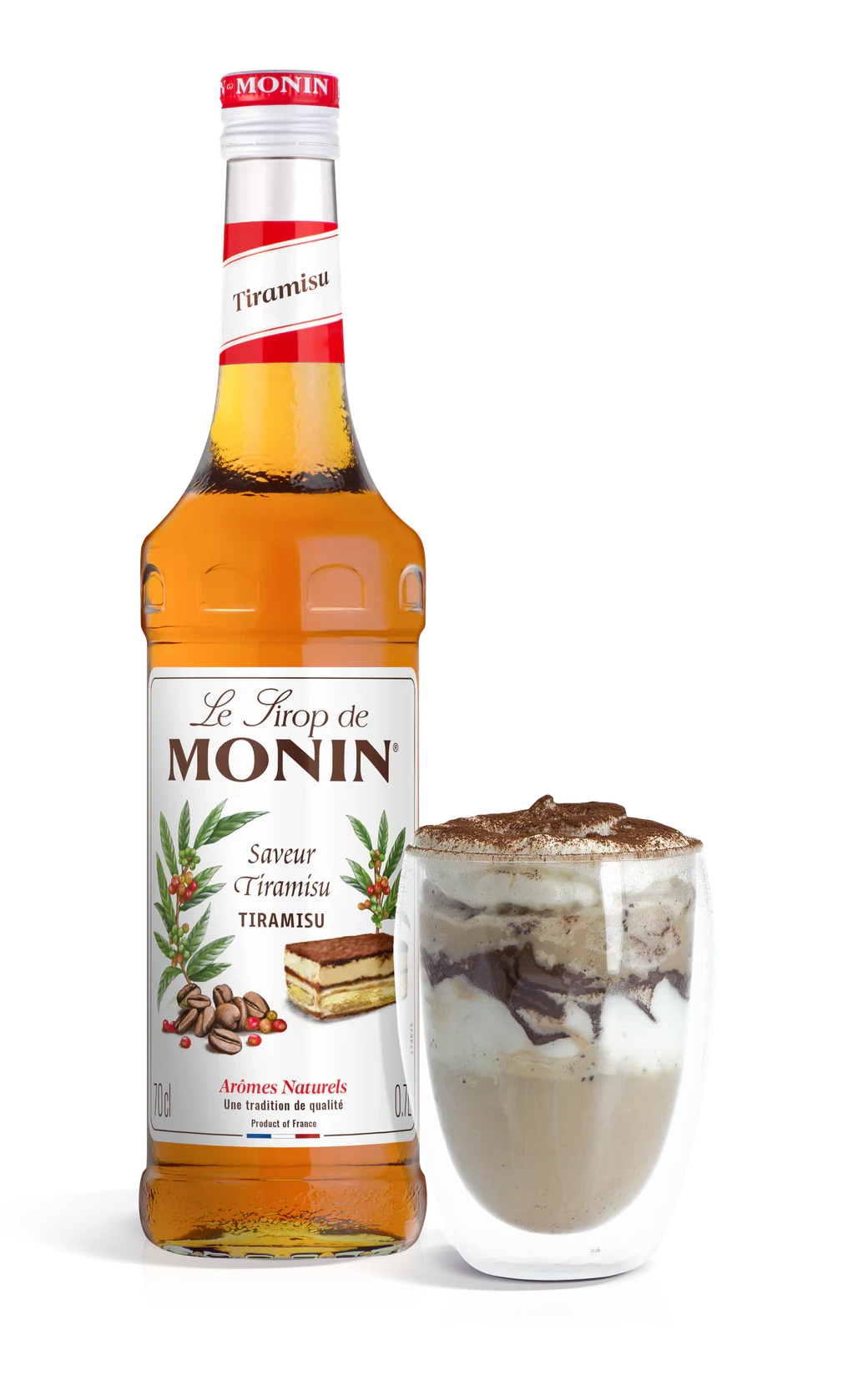 Monin sirup Tiramisu 0,7 l – láhev s připraveným nápojem