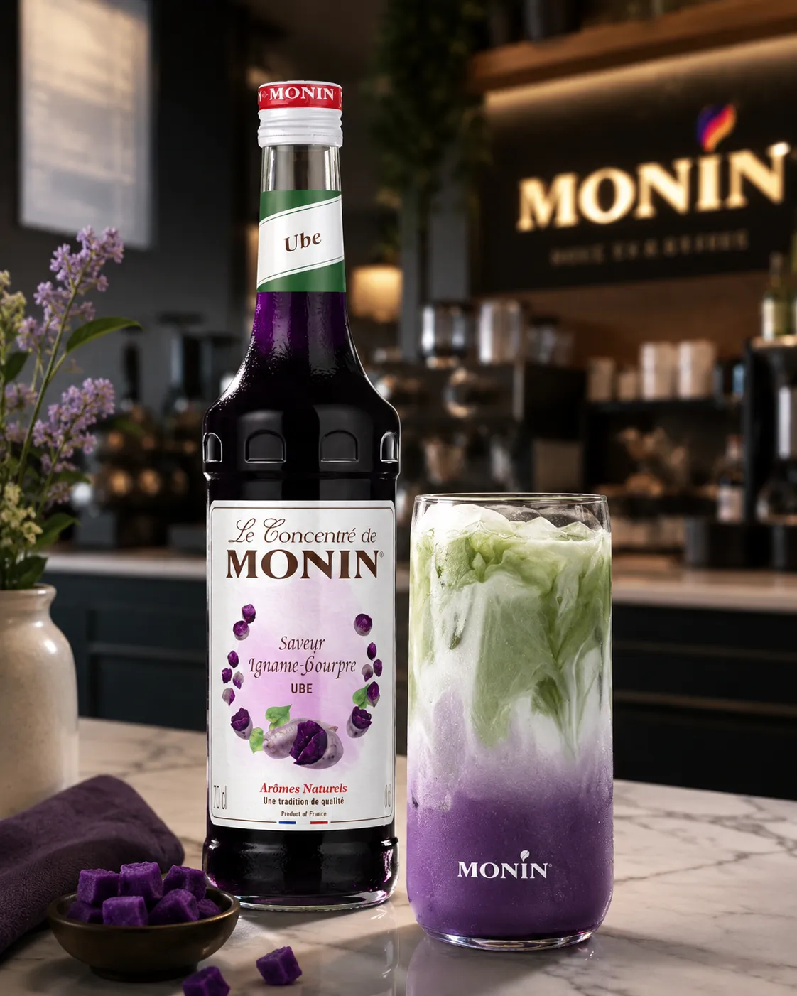 MONIN UBE s fialovým latte