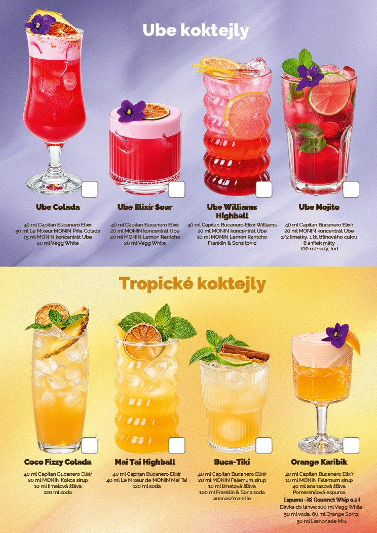 Ube a tropické koktejly – receptury a fotografie
