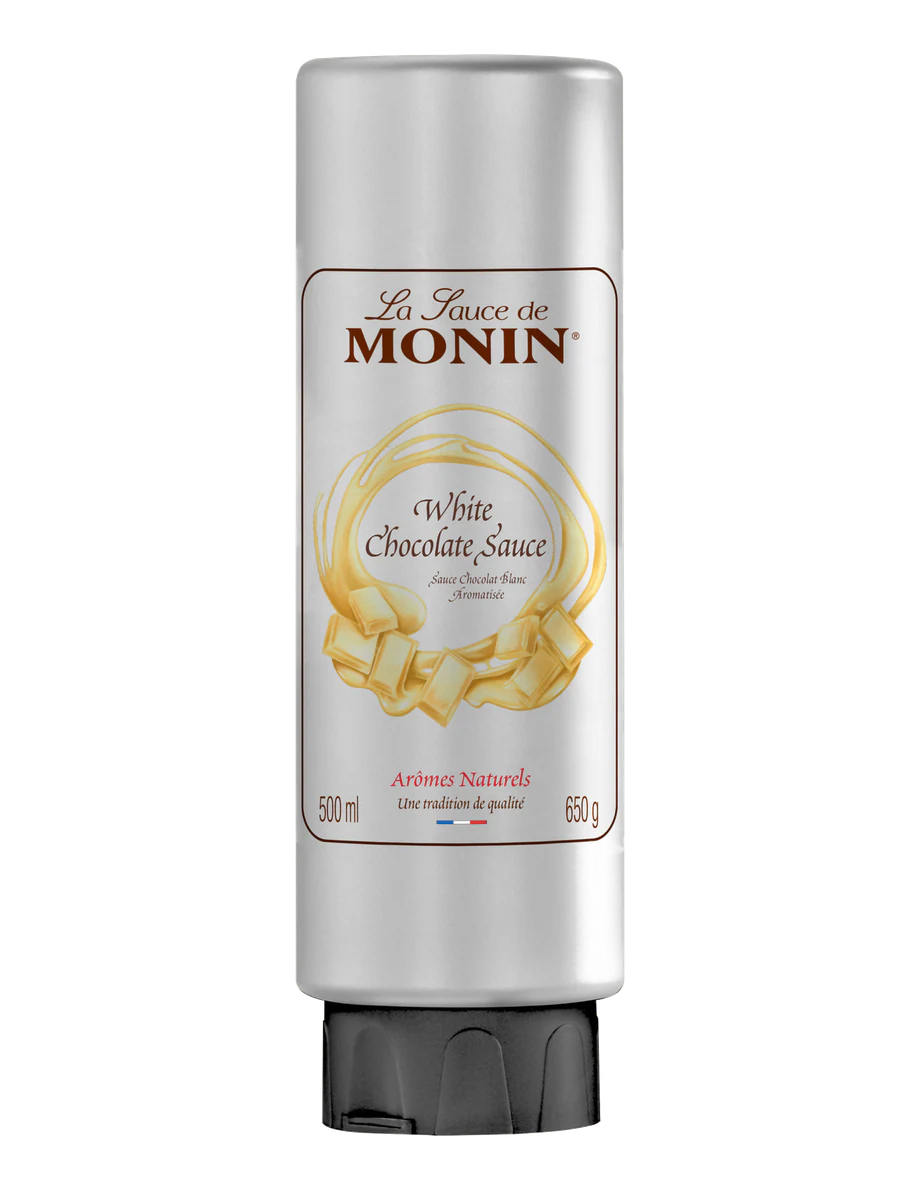 MONIN poleva Čokoláda bílá 0,5l — láhev polevy