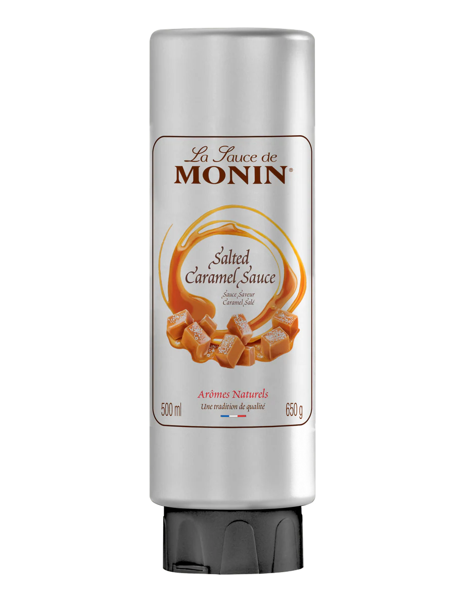 MONIN poleva Karamel slaný 0,5l — láhev polevy