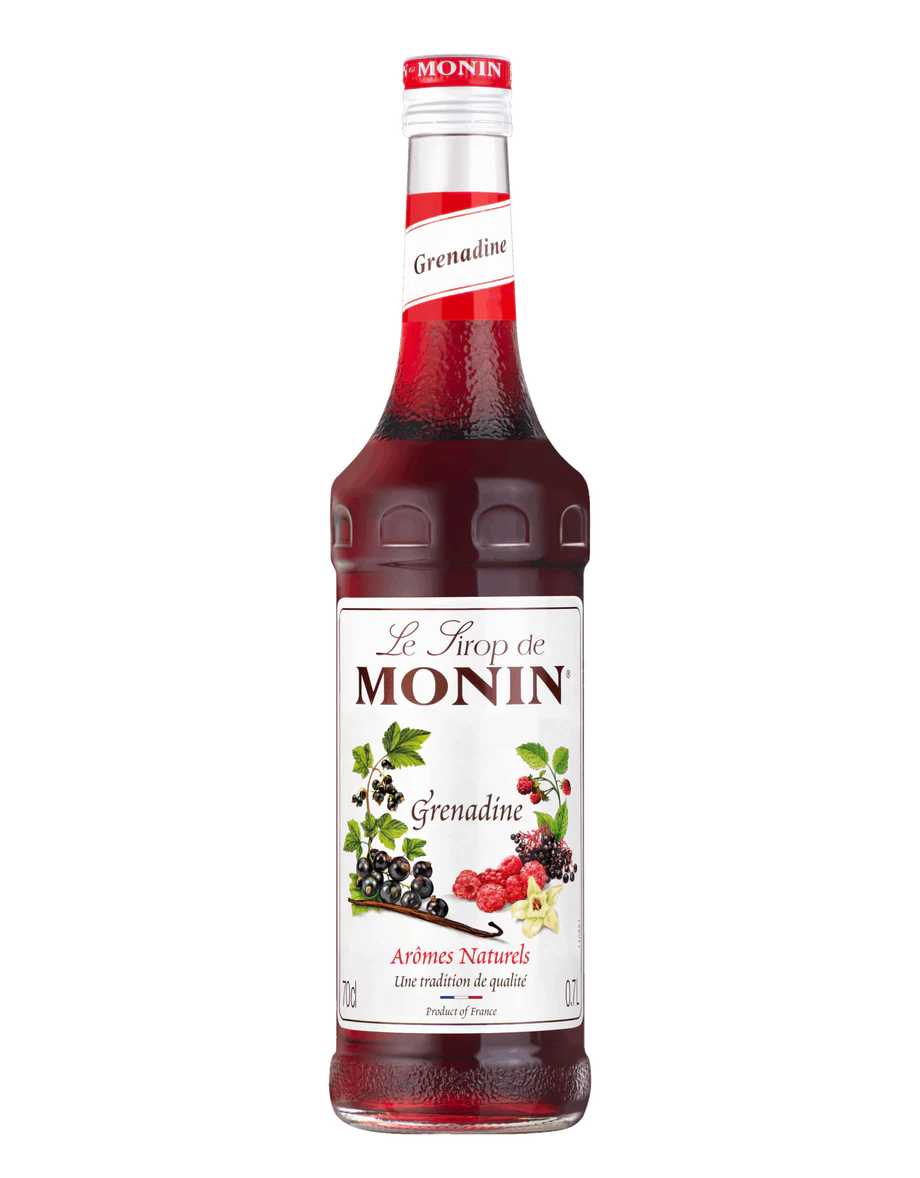 MONIN sirup Grenadina 0,7l — láhev barového sirupu