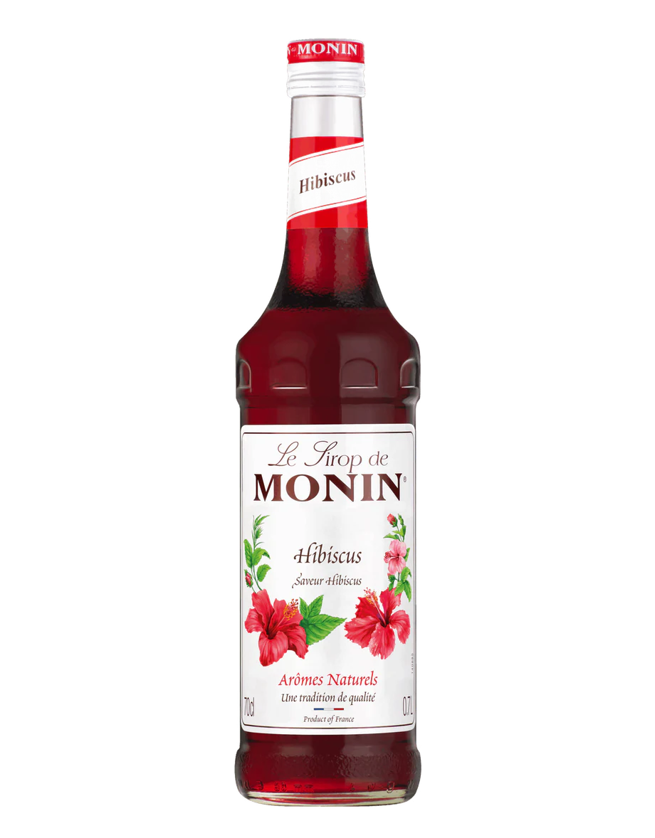 MONIN sirup Ibišek 0,7l — láhev barového sirupu