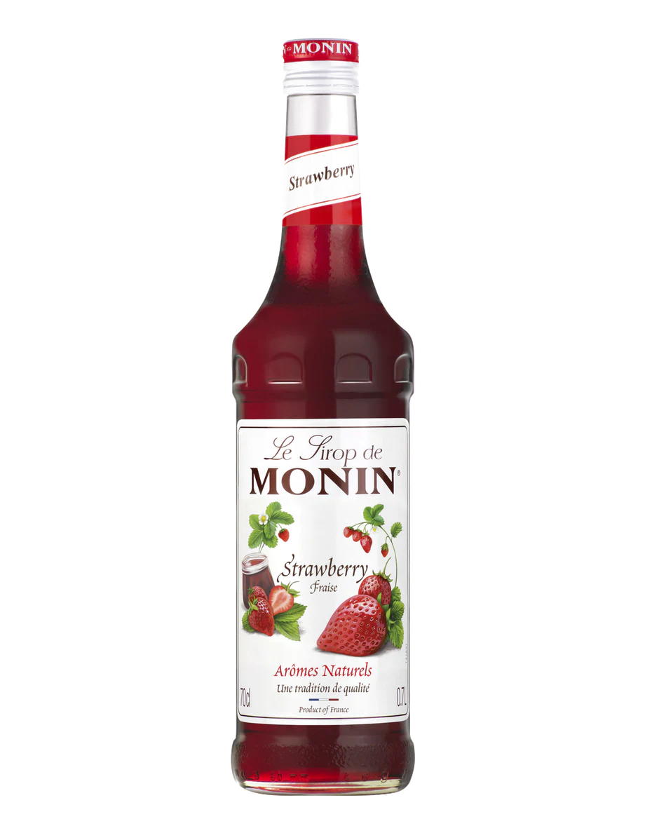 MONIN sirup Jahoda 0,7l — láhev barového sirupu