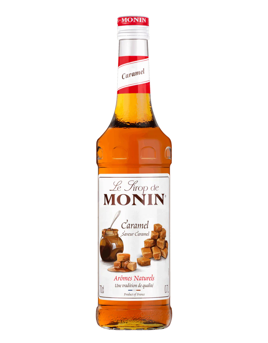 MONIN sirup Karamel 0,7l — láhev barového sirupu