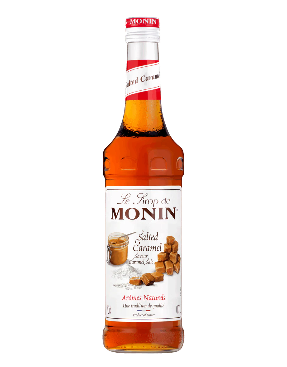 MONIN sirup Karamel slaný 0,7l — láhev barového sirupu