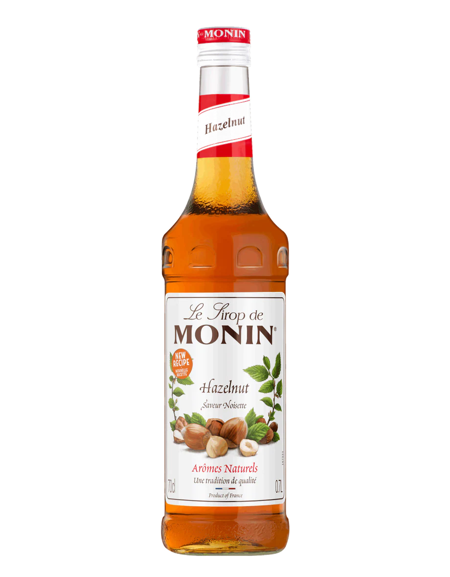 MONIN sirup Lískový oříšek 0,7l — láhev barového sirupu