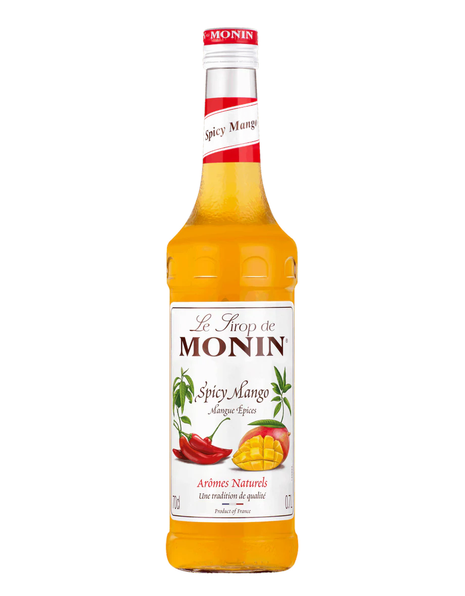 MONIN sirup Mango kořeněné 0,7l — láhev barového sirupu