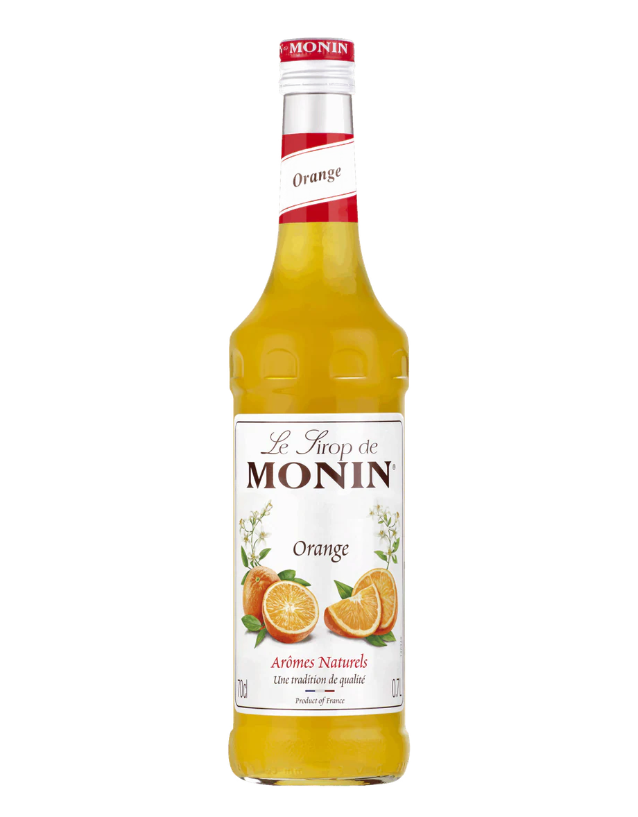 MONIN sirup Pomeranč 0,7l — láhev barového sirupu