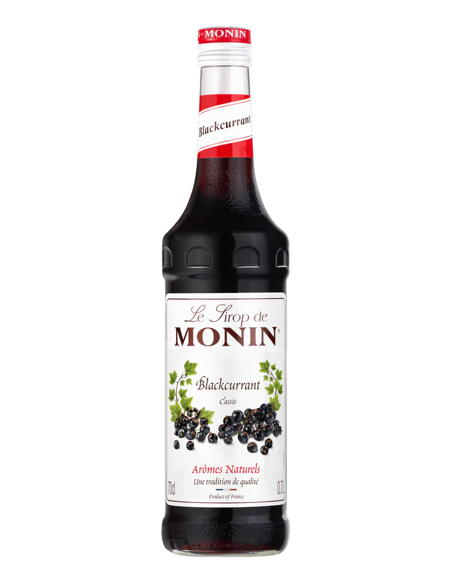 MONIN sirup Rybíz černý 0,7l — láhev barového sirupu