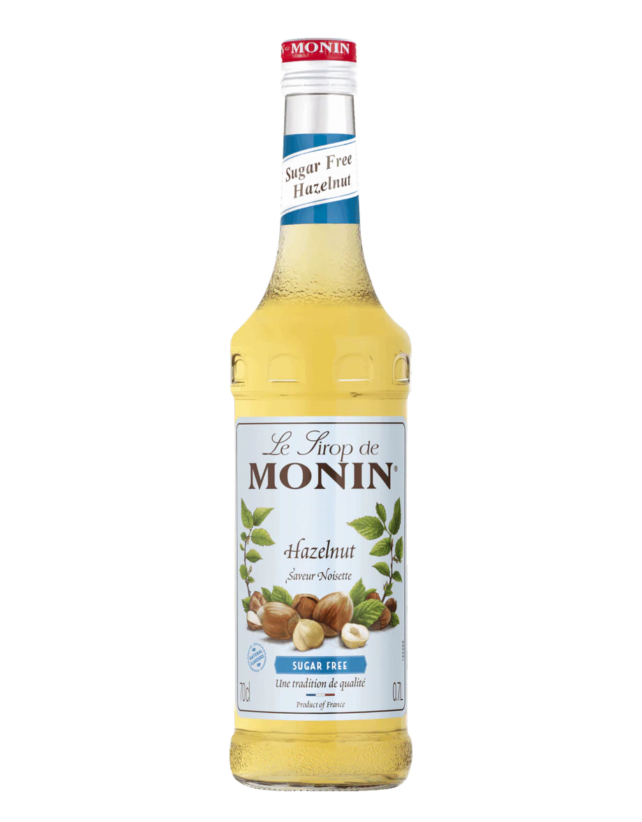 MONIN sirup s náhradním sladidlem Lískový oříšek 0,7l — láhev barového sirupu